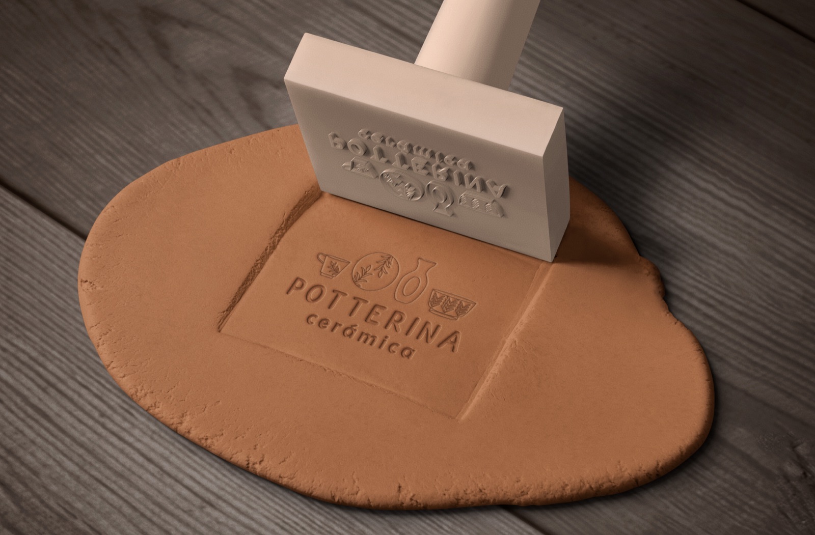 Sello de Potterina estampado en arcilla